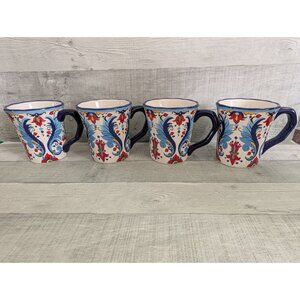 Espana Lifestyle San Marino Ceramic Mugs Set Of 4 Colorful Floral Design New